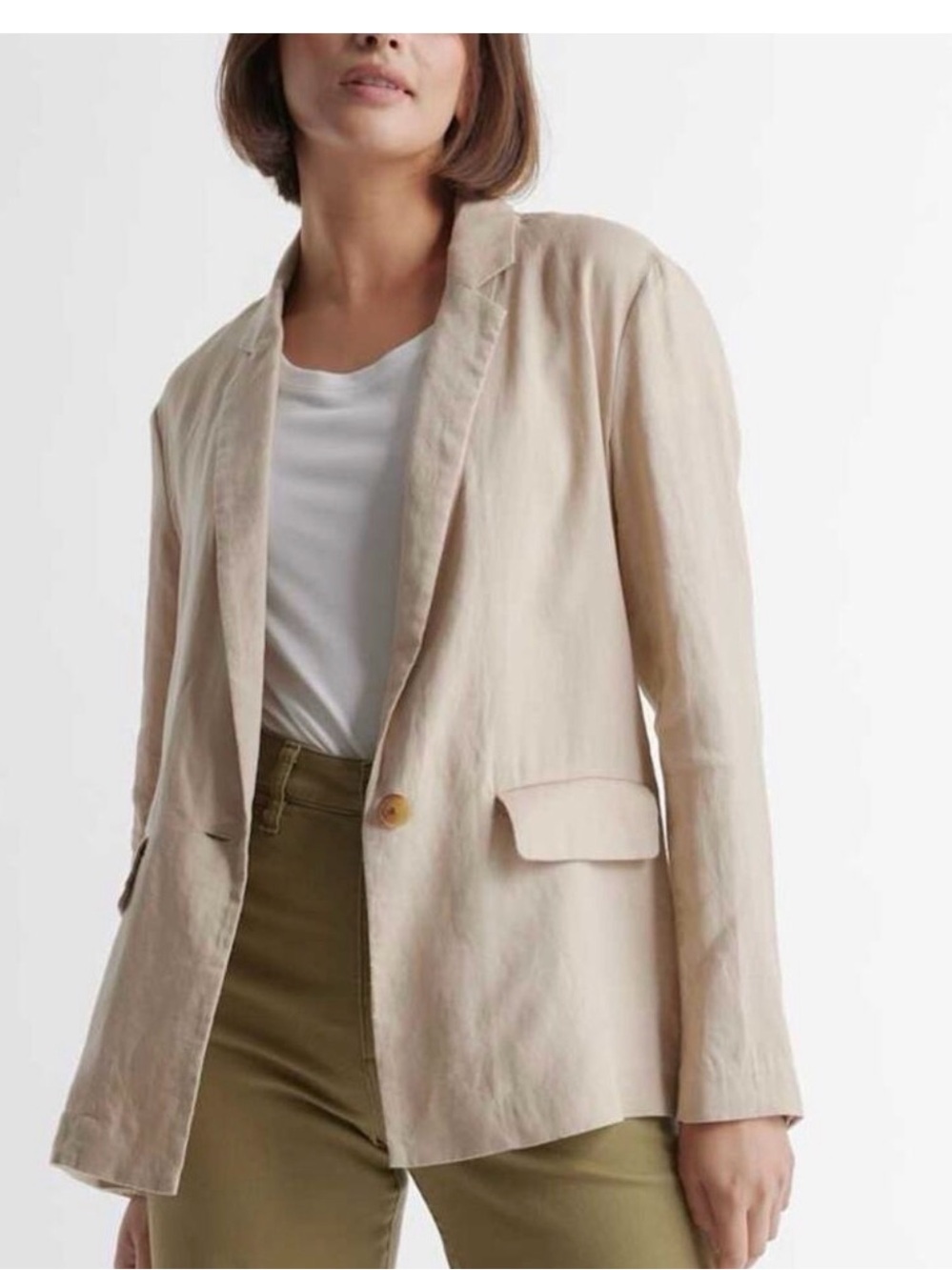 Quince 100% European Linen Blazer Driftwood medium